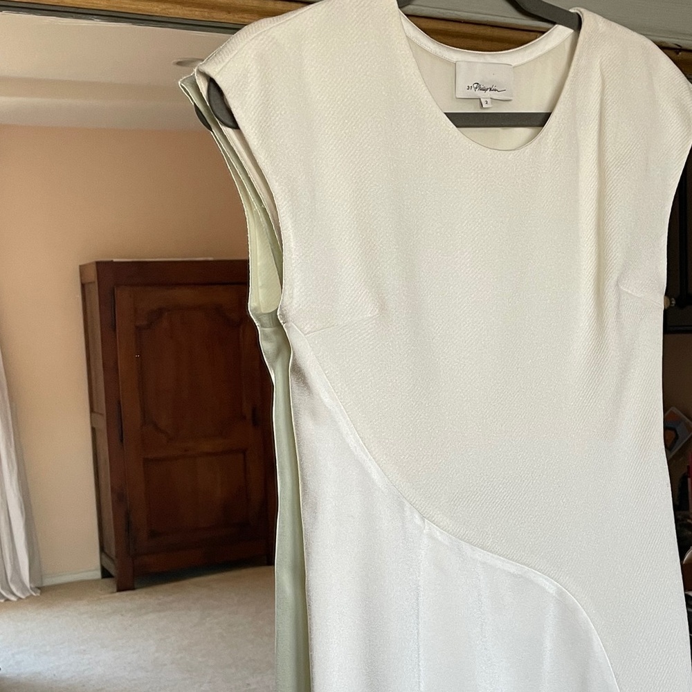 Philip Lim asymmetrical combination fabric dress.